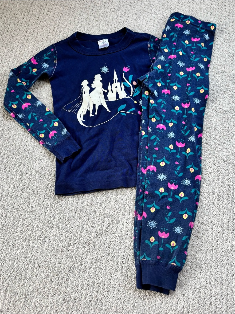 Hanna andersson Navy Floral frozen Disney Castle Pajama Set